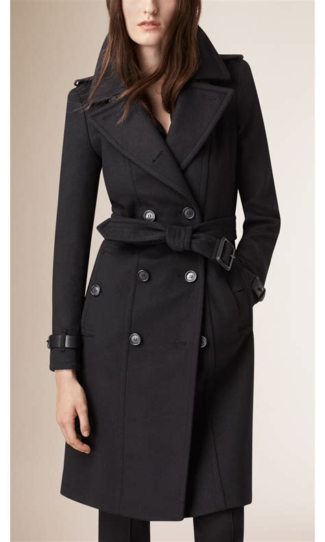 black Burberry trench coat